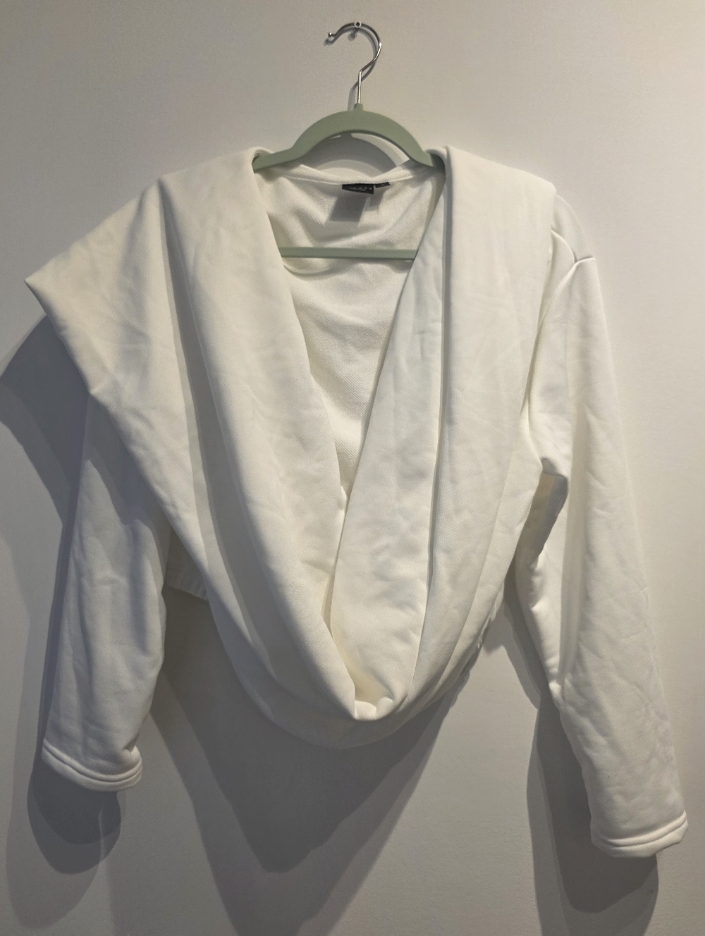 Draped White Wrap-Style Sweater